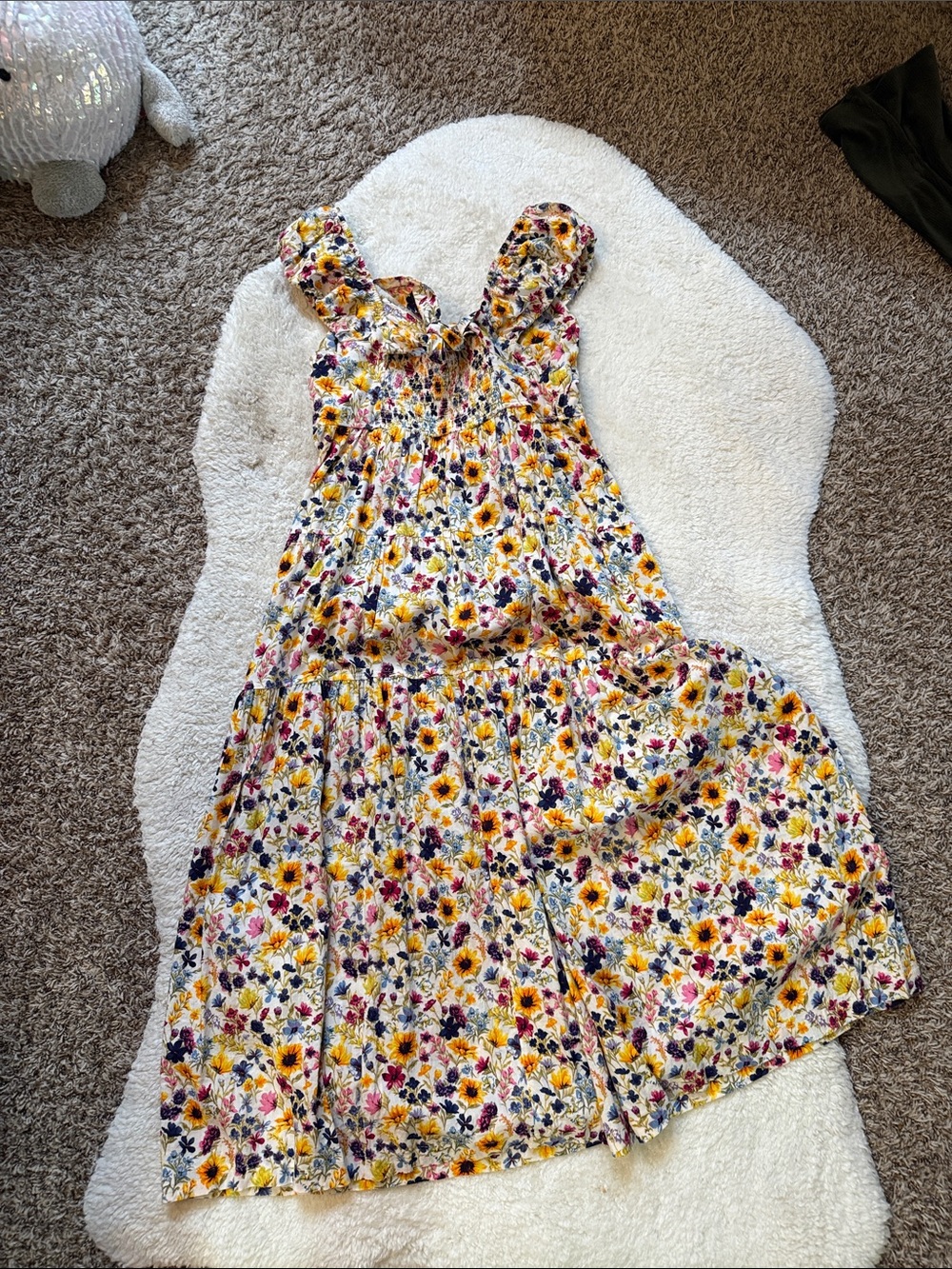 Women’s Old Navy Floral Tiered Sundress - Yellow Pink Purple | Size M - Picture 2 of 6